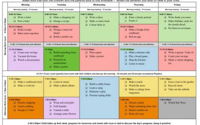 Learning from Home ‘Practical Life’ Timetable (Week 5)